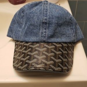 Goyard print denim cap